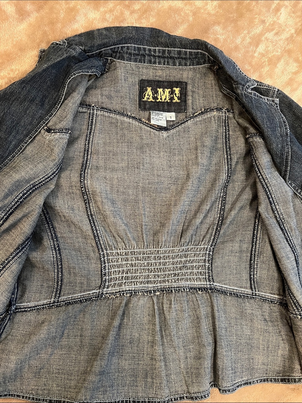 Vintage AMI Button Down Denim Short-Sleeve Shirt Jacket - Size S - Picture 9 of 13